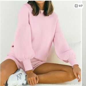 Sabo Skirt Taffy Knit Set in Pink